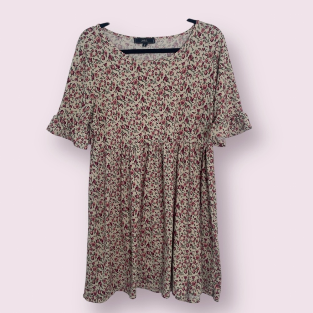 Floral Picnic Flower Chic Girly Coquette Cottage Ruffle Babydoll Boho Hip Dress